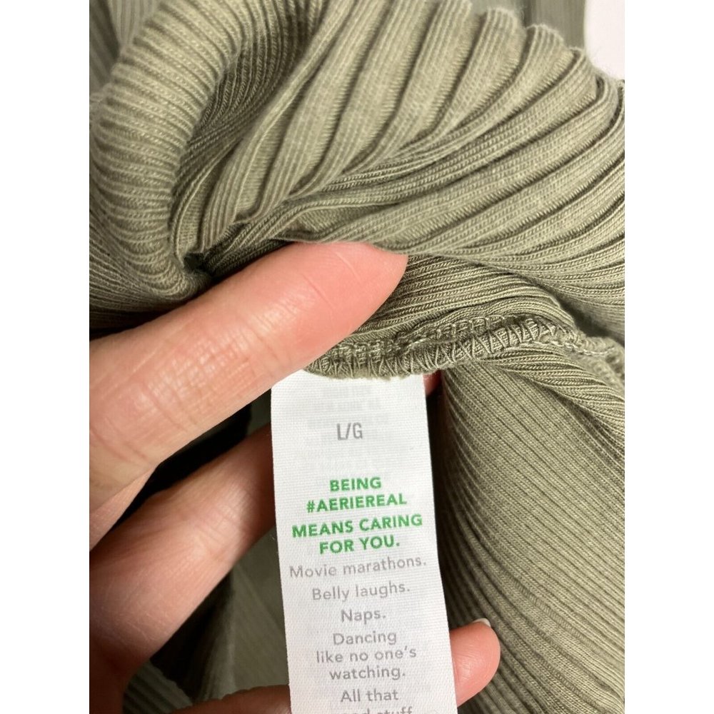 Aerie Women's Large Green Long Sleeve Knit Shirt - Picture 6 of 9